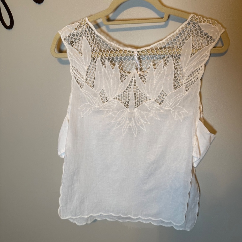Free People Lace Embroidery Tank with Open sides sz S - Picture 4 of 7